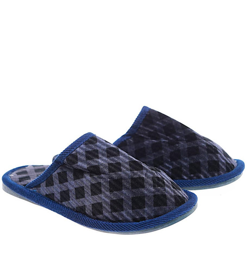 Granatowe kapcie chłopięce z miękkiego materiału /G9-1 16185 T00-3/