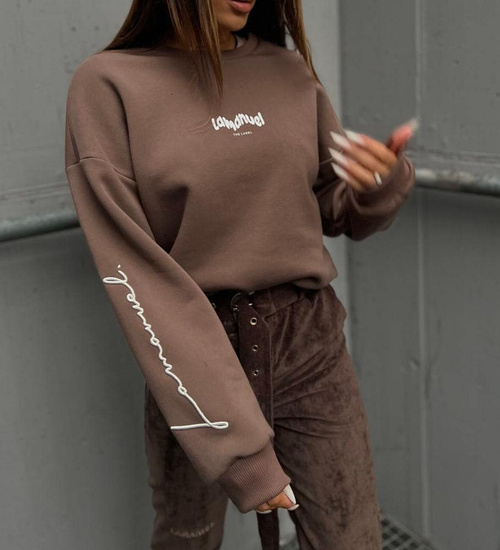 Brązowa bluza damska z logo Lamanuel /H UB614 L159/