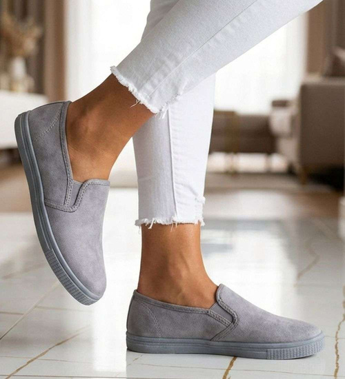 Wsuwane tenisówki z tkaniny Szare /G12-3 18751 T1/