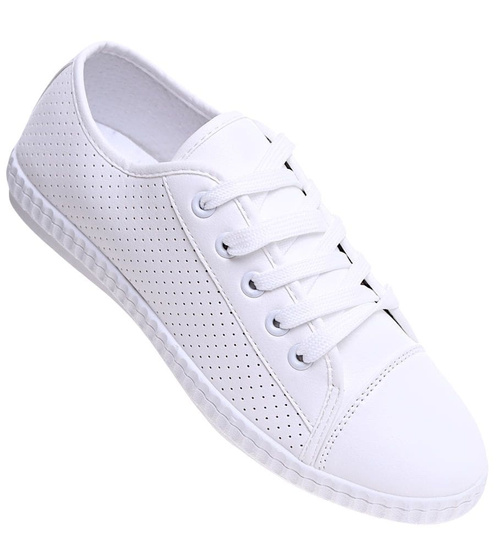 Białe ażurowe tenisówki damskie /B6-2 16028 D383/
