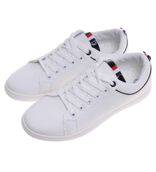 Białe męskie trampki sznurowane /G8-3 18679 T391/