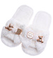 Pluszowe białe kapcie damskie z kokardą otwarte /B3-1 16967 T281/