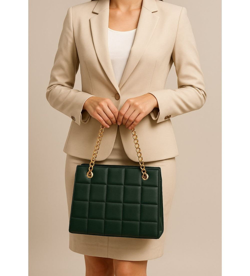 Zielona torebka kuferek z łańcuszkiem i paskiem /H2 K1 TB677 G195/