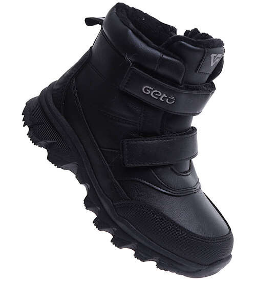 Czarne chłopięce trapery ocieplane na rzepy /E8-2 15344 T549/ Czarne chłopięce trapery ocieplane na rzepy /E8-2 15344 T549/