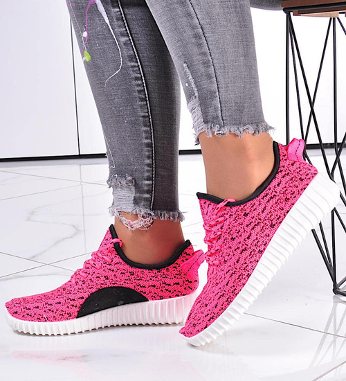 Lekkie damskie buty sportowe Fuksja /C4-1 12306 T199/