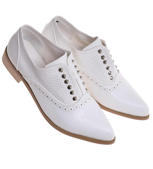 Ażurowe białe półbuty oxfordy /J4-2 13327 T131/
