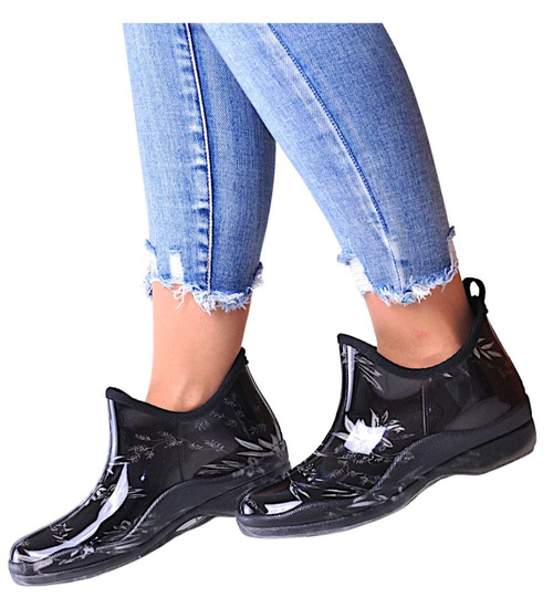 Damskie kalosze z krótką cholewką czarne /F3--1 12490 T396/