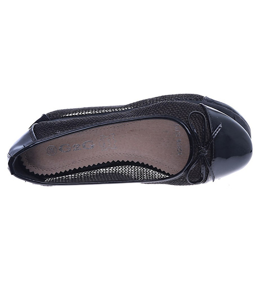 Czarne ażurowe balerinki z kokardką /G6-2 5134 S180/