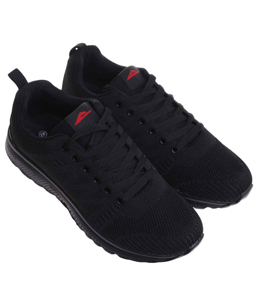 Sznurowane czarne męskie buty sportowe /F5-1 18040 T384/