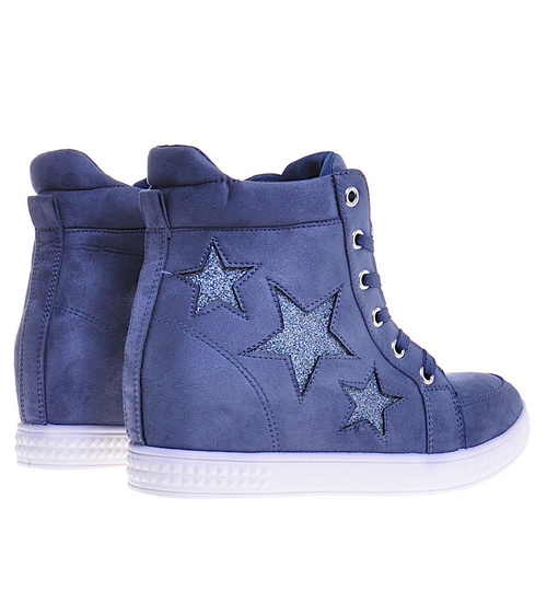 Niebieskie sneakersy na niskim koturnie /c7-2 10540 T319/