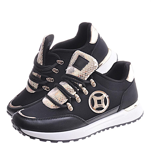 Modne damskie buty sportowe Czarne /C1-2 12349 T697/