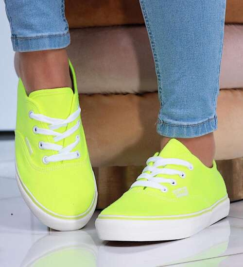 Jasno zielone niskie tenisówki damskie z tkaniny OST436