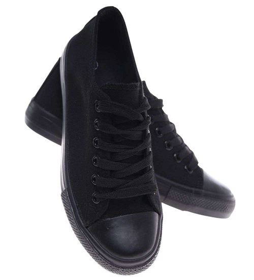 Klasyczne czarne trampki damskie z niską cholewką /E5-2 18680 T185/