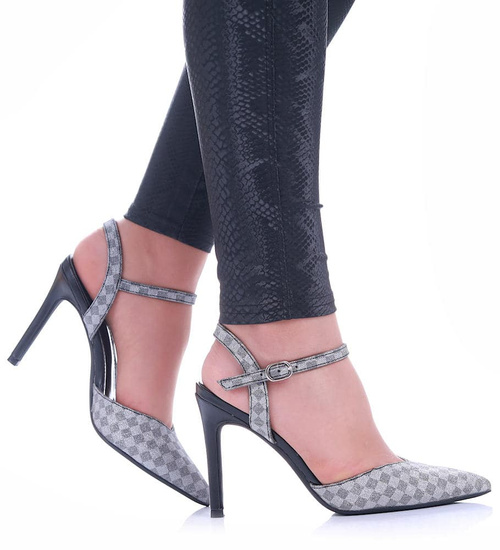 Czarne czółenka szpilki z paseczkiem /F1-3 17147 G231/