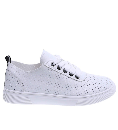 Ażurowe wiązane tenisówki damskie /F3-3 15737 T138/