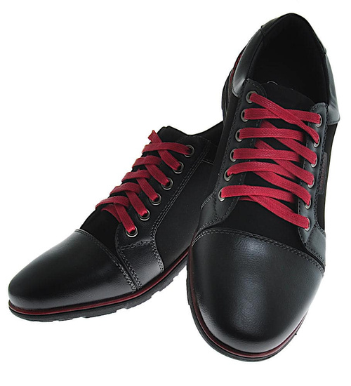 Półbuty męskie sznurowane Czarne /F8-2 10261 S389/