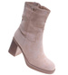 Beżowe eleganckie botki na grubym obcasie /F3-3 18283 W486/