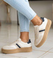 Beżowe buty sportowe na platformie /C6-1 18809 W277/