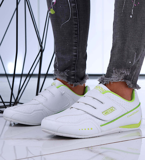 Biało zielone sportowe buty na rzepy /D9-3 15661 T244/
