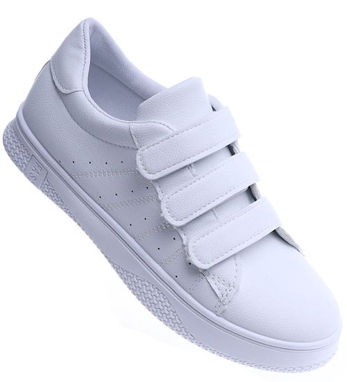  Klasyczne białe trampki damskie na rzep /C5-1 14117 S266/