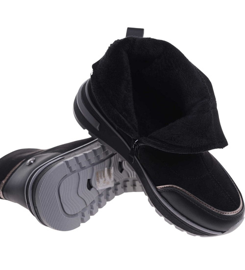 Sportowe botki damskie na zimę czarne /B4-1 18556 W205/