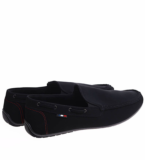 Czarne wsuwane półbuty mokasyny /B2-3 16628 S396/