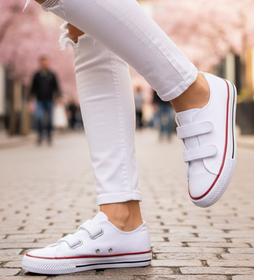 Białe tenisówki dla dziewczynki na rzepy /E7-2  18636 T286/