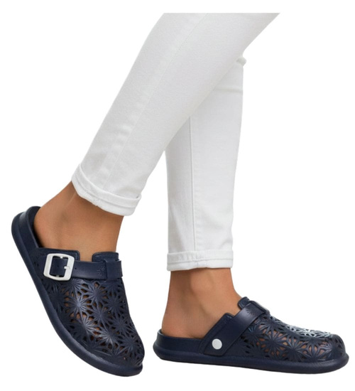 Klapki damskie Ażurowe buty na plażę Granatowe /H2 17854 G008/