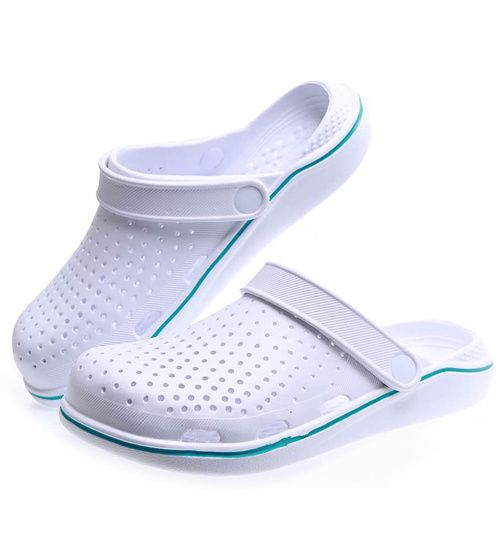 Kryte białe klapki na basen /E10-1 15521 S192/