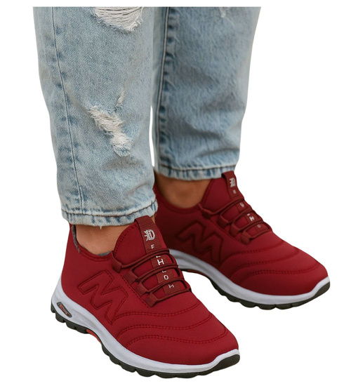 Ocieplane buty chłopięce sportowe Bordowe /B5-3 18160 T336/