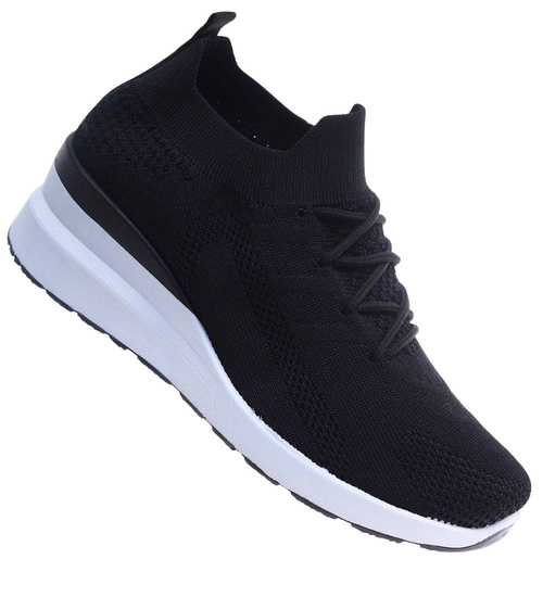 Czarne trampki damskie na koturnie /A5-1 17698 W187/