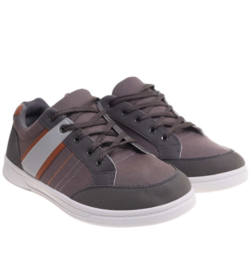 Wiązane szare trampki męskie /A5-2 17981 T236/