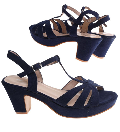 Sandały damskie na platformie Granatowe /H2 D8-2 17844 G185/