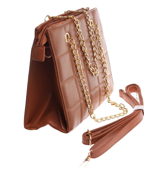 Karmelowa torebka kuferek z łańcuszkiem i paskiem /H2 K27 TB674 G195/