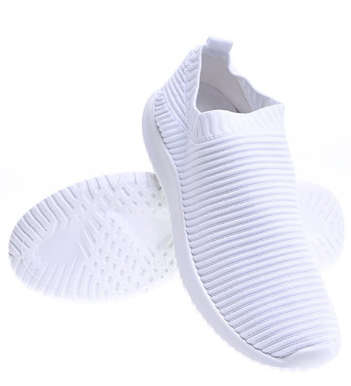 Lekkie wsuwane białe buty sportowe damskie /A5-2 15729 T184/