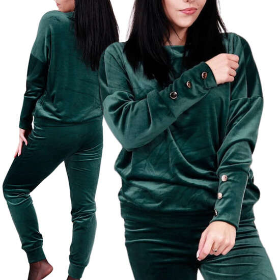 Zielony welurowy dres z guziczkami /H2 A3-2 UB559 T637/