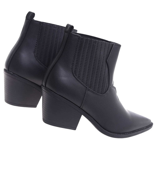 Czarne botki kowbojki lekko ocieplane /G3-3 18305 T199/