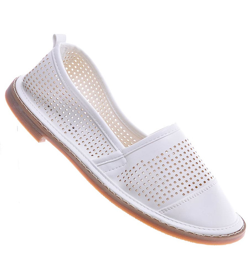 Ażurowe białe baleriny /G7-3 11264 T049/