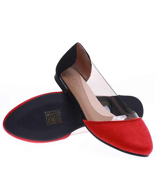 Transparentne czerwone balerinki /D9-2 15853 T190/