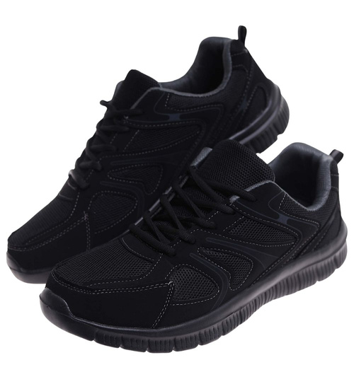 Wiązane czarne męskie buty sportowe Duże rozmiary /D3-3 18018 S471/