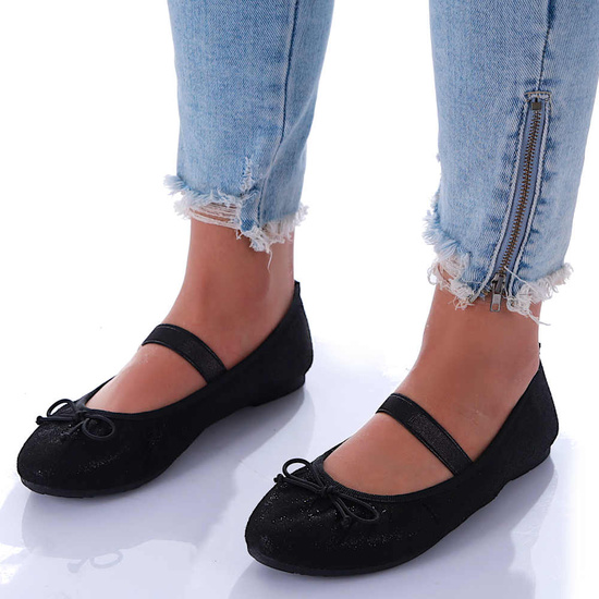 Wiosenne czarne baleriny z gumką /C6-2 17364 G182/