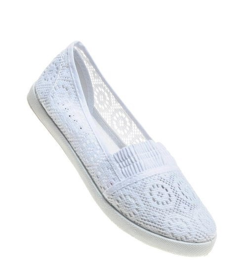 Przewiewne damskie tenisówki slip on z koronki BIAŁE /B4-2 4613 S151/