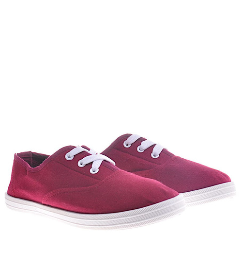 Sznurowane tenisówki dziewczęce Bordowe /D8-1 11158 T007/