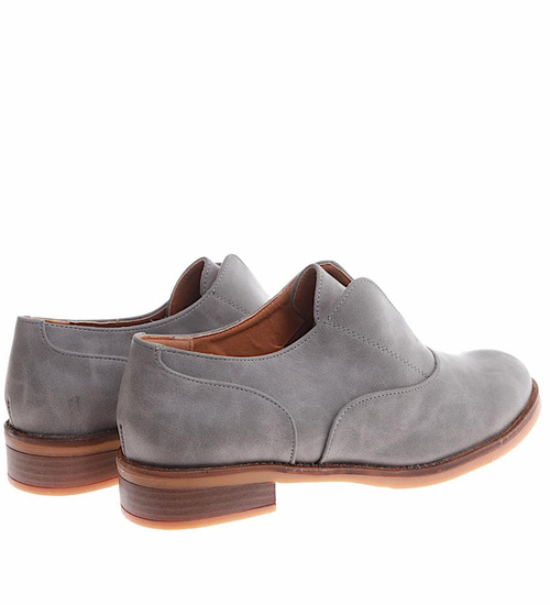 Wsuwane szare półbuty damskie /E2-2 16850 G158/