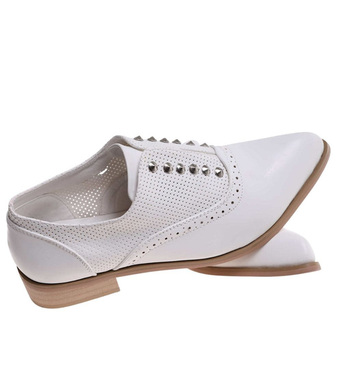 Ażurowe białe półbuty oxfordy /J4-2 13327 T131/