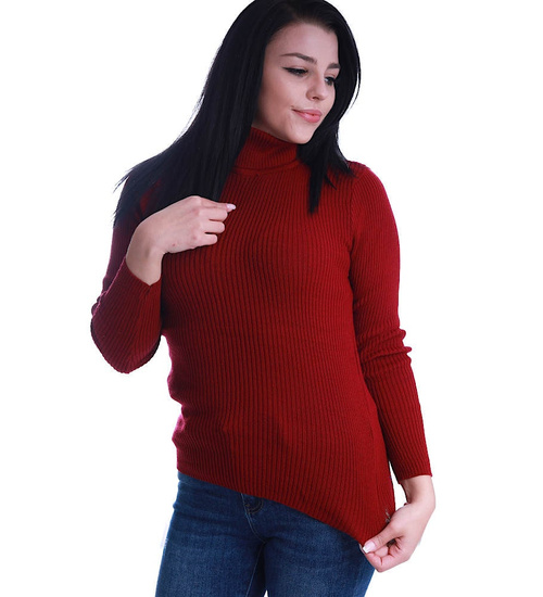 Dopasowany elastyczny damski bordowy golf /H2 B2-2 UB501 U105/