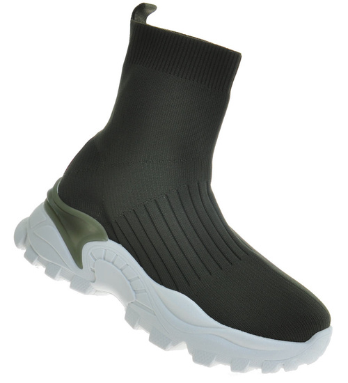 Designerskie botki damskie Zielone /D7-2 10222 S396/