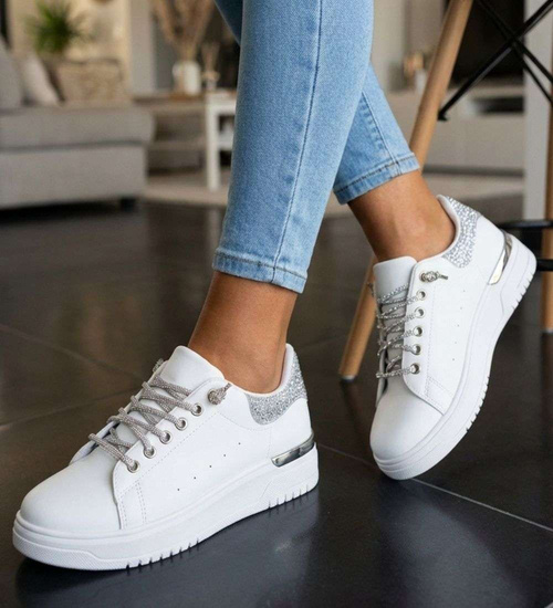 Białe wygodne trampki damskie /D1-3 18830 W285/