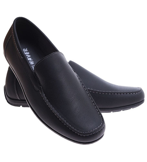 Męskie czarne półbuty mokasyny /G3-3 14217 S398/