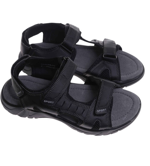 Czarne męskie sandały na rzep /G5-1 17619 T431/